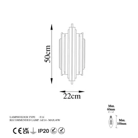 Opviq Opviq, Wandleuchte Reis gold, Metall, B/H/T/L: ca. 22x50x22x11 cm E14 1 Brennstellen / gold