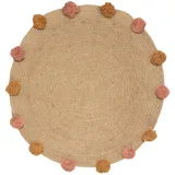 Atmosphera Kinderteppich Pompons - Jute D. 78 cm - Mehrfarbig