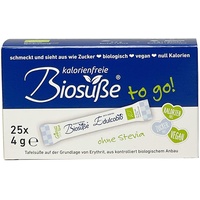 Biosüße Bio-Erythrit Sticks to go - veganer & kalorienfreier Zuckerersatz, 25x4g (100g)