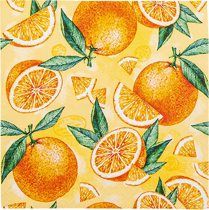 Lunchservietten „Pieces of Orange“, 33x33 cm, 3-lagig, Home Fashion®, 20 Stück, Gartenfest, Picknick