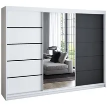 A&J MöbelLand Schiebetürenschrank VILUNO 200 x 215 x 59,5 cm Schwarz/Weiß
