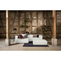 W.Schillig Ecksofa »around-the-block, modern und elegant, bequem, L-Form« mit eleganter Biese, mit Federkern weiß