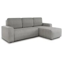 Sofnet Ecksofa Roma L mit Schlaffunktion und Bettkasten - Cord Stoff - L-Form Couch, Polstersofa, Schlafsofa, Sofagarnitur (Grau (Poso 110))