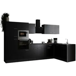 Respekta Winkelküche L-Form 340 x 172 cm Grau Schwarz