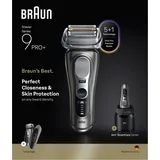 Braun Series 9 Pro+ 9675cc, Folienschaber, Grau, Silber, Edelstahl, Tasten, LED, Wechselstrom/Batterie - Grau/Silber