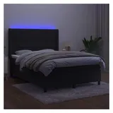 vidaXL Boxspringbett mit Matratze & LED Schwarz 140x200 cm Samt