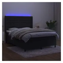 vidaXL Boxspringbett mit Matratze & LED Schwarz 140x200 cm Samt