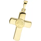Kreuzanhänger JOBO "Anhänger Kreuz mit Lebensbaum", gold (gelbgold 333), Schmuckanhänger, Damen, Gelbgold 333, 333 Gold