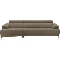 Ecksofa EGOITALIANO "Soul, extravagantes Designsofa, Megasofa, super bequem, tolle Details", grau (taupe), B:246cm H:99cm T:140cm, Leder »BULL« (echtes Rindsleder). Geschliffenes, pigmentiertes und behandeltes Rindsleder mit einer Dicke von 1, 3-1, 5 mm. Dieses Leder zeigt eine ziemlich weiche Hand mit einem halb undurchsichtigen Aussehen. Es handelt sich um ein geschütztes Leder. Eine leichte Deckschicht schützt sie vor Flecken, ohne ihre ursprünglichen Eigenschaften zu verändern. Die geschützten Leder