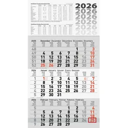 Glocken 3-Monatskalender 30x54cm 3-farbig Kalendarium 2026