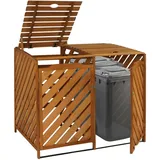 Mendler XL 2er-/4er-Mülltonnenverkleidung HWC-J44, Mülltonnenbox, erweiterbar 121x133x98cm Holz MVG-zertifiziert - braun