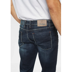 Straight-Jeans CAMP DAVID "NI:CO:R611", Herren, Gr. 36, Länge 32, blau (schwarz, used), Denim/Jeans, Obermaterial: 99% Baumwolle, 1% Elasthan, straight fit, Jeans Straight-Jeans, mit markanten Steppnähten