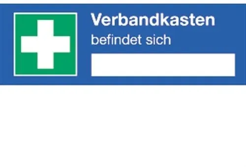 Aufkleber Verbandkasten befindet sich, ISO 7010, Folie, 120x40 mm
