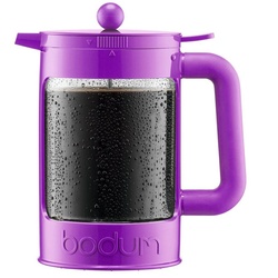 Bodum French Press Kanne Bean, Eiskaffeepresse, 1,5 Liter, Handpresse, mit zusätzlichen Verschluss lila