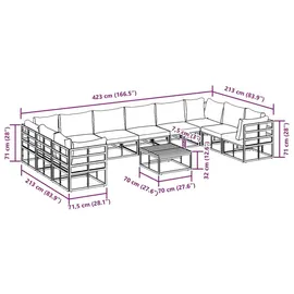 vidaXL Garten-Lounge-Set 11-tlg. schwarz Aluminium