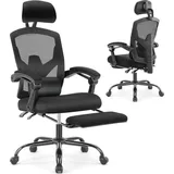 sweetcrispy Bürostuhl Ergonomisch - Ein Schreibtischstuhl mit Komfortarmlehnen, Ausgestattet mit Einer Bequemen Lendenwirbelstütze und Fußstütze,