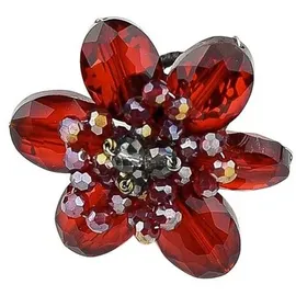 COLLEZIONE ALESSANDRO Ring " Strassblume " in rot | Gr.: onesize