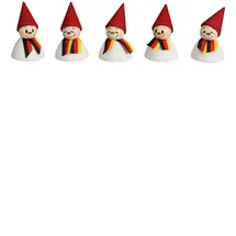 Seiffener Volkskunst 5er Set Wippelfiguren "Deutsche Fan-Wippel mit Schal", Deutschlandwippel, Fanwippel, Weihnachtsdekoration