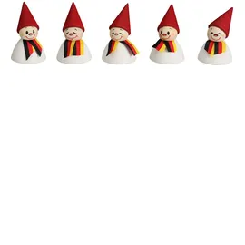 Seiffener Volkskunst 5er Set Wippelfiguren "Deutsche Fan-Wippel mit Schal", Deutschlandwippel, Fanwippel, Weihnachtsdekoration