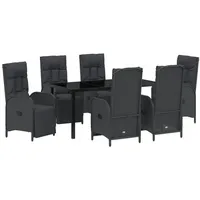 VidaXL 7-teiliges Garten Esszimmer Set mit Kissen aus schwarzem