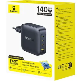 Baseus EnerFill FH11 Netzladegerät 140W Wall Charger 3xUSB-C - Schwarz