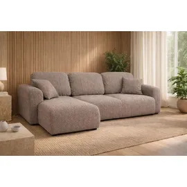 kaiser möbel Ecksofa mit Schlaffunktion und Bettkasten, Sofa L-Form Bingo L, Chenille-Stoff Artico, Beige, Links - Beige