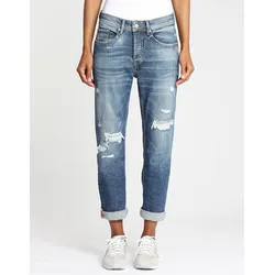 Boyfriend-Jeans GANG "GANG Jeans Boyfriend 94NICA CROPPED", Damen, Gr. 26, Normalgrößen, blau, 89, 5% Baumwolle, 8, 5% Polyester, 2% Elasthan, Jeans