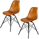 Casa Moro Esszimmerstuhl Lederstuhl Cognac Braun Schalensitz (Schicker Echtleder Konferenzstuhl Esszimmerstuhl Mid-Century Look), Echtleder Stuhl auch 2er, 4er & 6er Set Esszimmerstühle braun