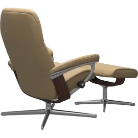 Stressless Stressless® »Consul« Set, Relaxsessel mit Hocker, mit Hocker, mit Cross Base, Größe S, M & L, Holzakzent Braun