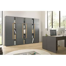 furn.design Aktenschrank Set Center in grau Eiche Wotan Holzwerkstoff, Nachbildung,Eiche, Uni, Holz Optik, Rechteckig, 260x200x40 cm