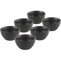 Spetebo Porzellan Müsli Schale 600 ml Schwarz - 6er Set - Salat Snack Obst Schüssel 14 cm