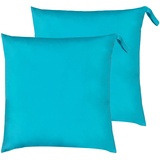 furn. Unifarbene Outdoor-Bodenkissen (Doppelpack), Polyester, Aqua, 70 x 70cm