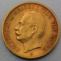 Goldmünze 20 Mark Friedrich II. (Baden)