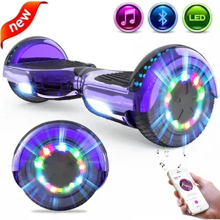 GeekMe Hoverboard 6,5 Zoll Hoverboard Kinder Starker Dual Motor,Bluetooth Lautsprecher,LED,Hoverboards für Kinder und Jugendliche - Lila