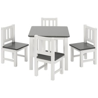 BOMI Kindersitzgruppe Kindersitzgruppe Amy (4 Stühle), (5-tlg), Kindertischgruppe aus Holz (Tisch und 4 Stühle, 5-tlg) grau|weiß