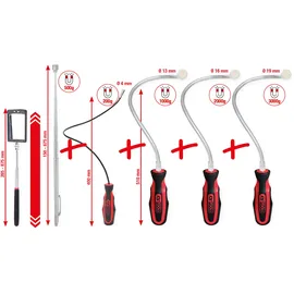 KS Tools Flexibler und Teleskop-Magnethalter und Inspektionsspiegel-Satz, 6-tlg (550.1090)