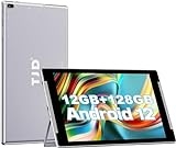 Android 12 Tablet 10,1 Zoll, 12GB RAM,128GB ROM(512GB Erweiterbarer Speicher),IPS Full FHD Touchscreen, 8MP+2MP Kameras,Wi-Fi,Bluetooth,6000mAh,Google GMS,2 Lautsprecher (Silber)