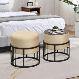 [en.casa] Hocker Tas 38 x 38 x 38 cm Beige