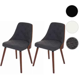 MCW Esszimmerstuhl A75 Textil grau Walnuss-Optik 2er Set