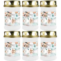 HS Candle Grabkerze GK-04210 (6-tlg), Grabkerze Brenndauer 48 Stunden mit Motiven