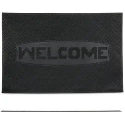 Relaxdays Fußmatte WELCOME, BxT: 60x40 cm, 100% Gummi, Anti-Rutsch, Schmutzfangmatte, Outdoor Eingangsmatte, schwarz