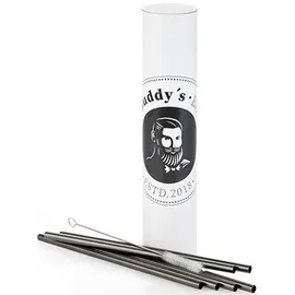 Buddy ́s Bar Buddy ́s Bar", schwarz, B:0,8cm H:21,5cm L:0,8cm T:0,8cm Ø:0,8cm, Edelstahl, Küchenhelfer-Sets, wiederverwendbar, 6 Strohhalme + Reinigungsbürste, Gunmetal-Look