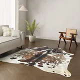 Wildlife Design Kuhfell Teppich Braun Gefleckt 220x200 cm + GRATIS Lederuntersetzer – Echtes Rindsleder, Handgefertigt, Strapazierfähig & Pflegeleicht