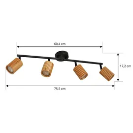 LINDBY Stralino 4-flammig Holz - Hellbraun