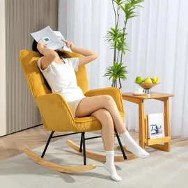 Homcom Schaukelstuhl, Schaukelsessel mit Kordoptik, Armlehne, für Wohnzimmer, Sessel Schaukelstühle