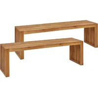 Beliani Gartenbank 2er Set Hellbraun 150 cm Ohne Lehne