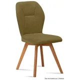 58 aufm Kessel Esszimmerstuhl Küchenstuhl (2er-Set) Donia 51x92x60 Eiche geölt/Rosewood (Lieferung bis Verwendungsstelle, 2 St), Stabiles Gestell aus Massivholz pflegeleichter Bezug aus Microfaser grün