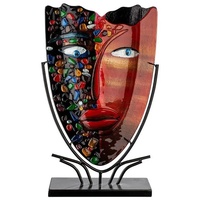 GILDE Dekovase Glasart, Gesichtsvase, "Visage" aus Glas, rot, schwarz H49cm