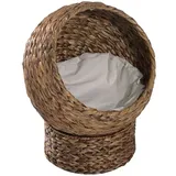 PawHut Rattan Katzenkorb mit Kissen