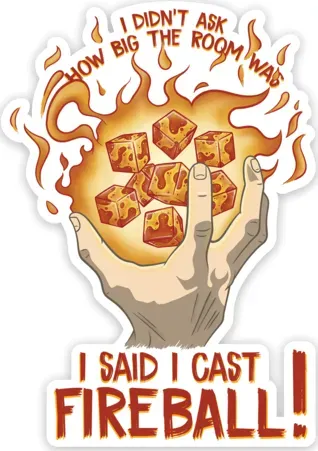 Crit Stones I Cast Fireball Sticker
